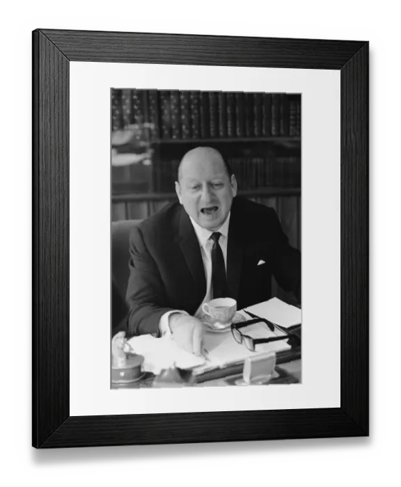 Framed Print : Media mogul Lew Grade pictured in his office at the ATV studios in Great Cumberland Place