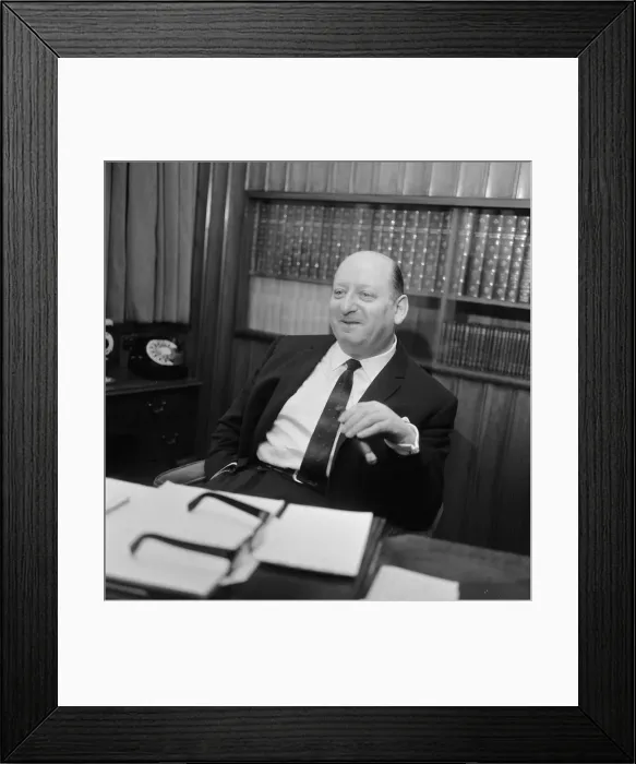 Framed Print : Media mogul Lew Grade pictured in his office at the ATV studios in Great Cumberland Place