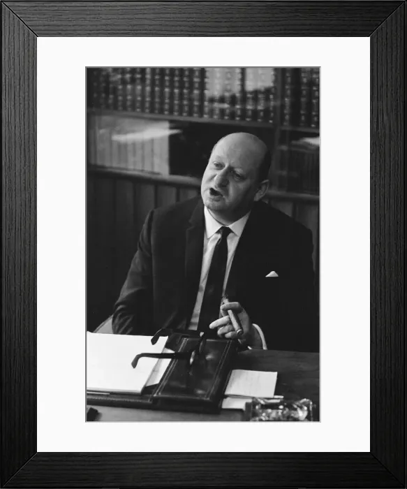 Framed Print : Media mogul Lew Grade pictured in his office at the ATV studios in Great Cumberland Place