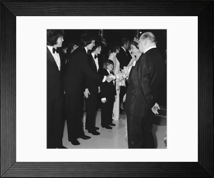 Framed Print : Her Majesty Queen Elizabeth II, escorted by Media mogul Lew Grade (right) Framed Print : Her Majesty Queen Elizabeth II, escorted by Media mogul Lew Grade (right)