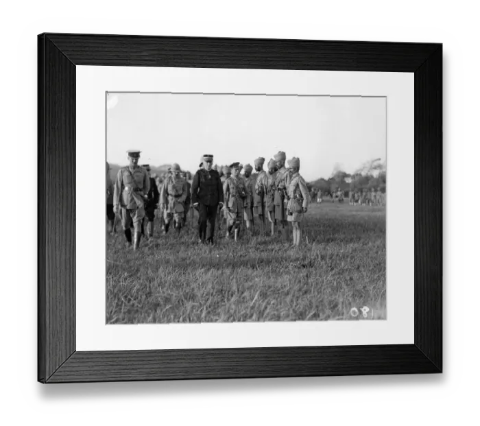 Framed Print : French General Serviers seen here inspecting some of the Indian troops at their rest camp
