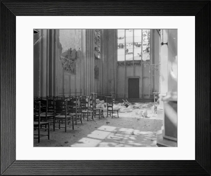 Framed Print : The interior of the Cathedral at Rheims which was shelled