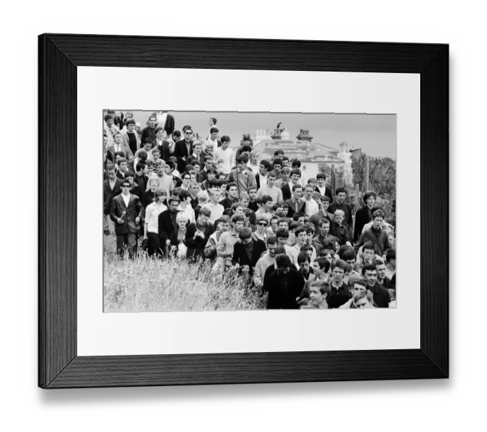 Framed Print : Mods seen here roaming the cliffs at the back of Hastings. 3rd August 1964 Framed Print : Mods seen here roaming the cliffs at the back of Hastings. 3rd August 1964