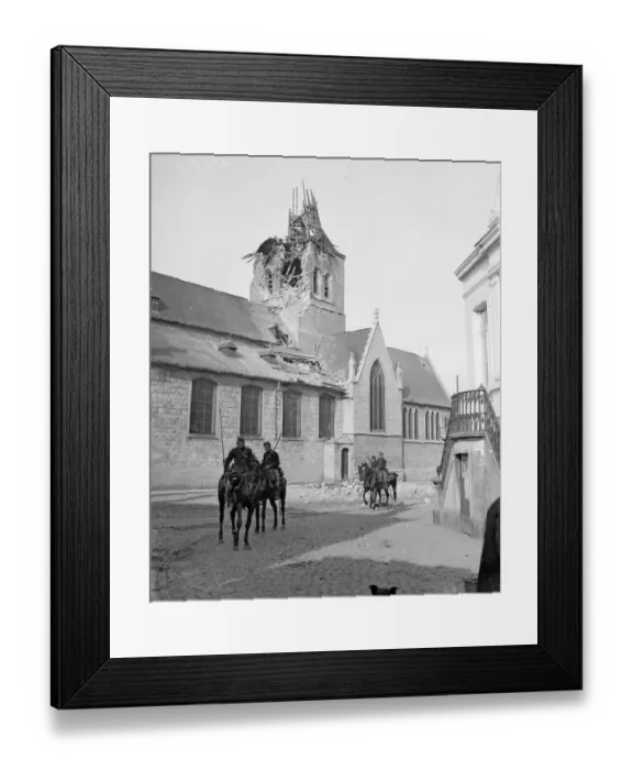 Framed Print : The village of Audeghem. The first four Belgian scouts to enter the towm after the German