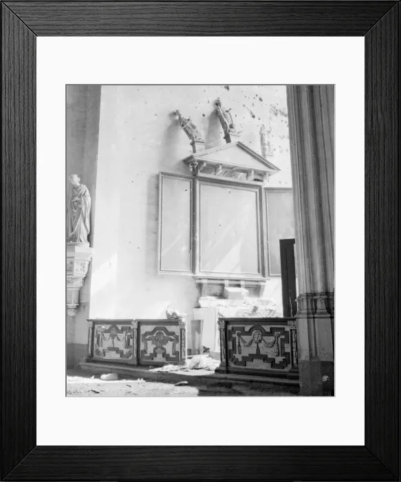 Framed Print : Damage caused by German shelling to the side chapel of St Framed Print : Damage caused by German shelling to the side chapel of St