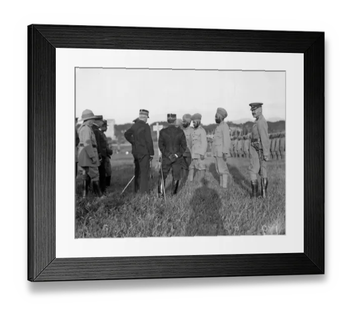 Framed Print : French General Serviers seen here inspecting some of the Indian troops at their rest camp