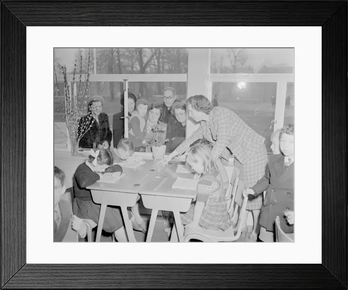 Framed Print : Following the opening ceremony of the new primary school at Upper Tulse Hill parents Framed Print : Following the opening ceremony of the new primary school at Upper Tulse Hill parents
