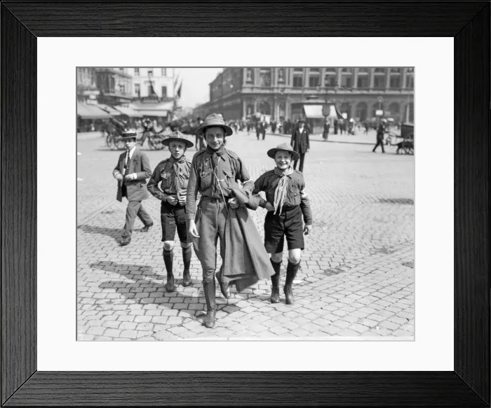 Framed Print : Boy Scouts seen here in Brussels August 1914 Framed Print : Boy Scouts seen here in Brussels August 1914