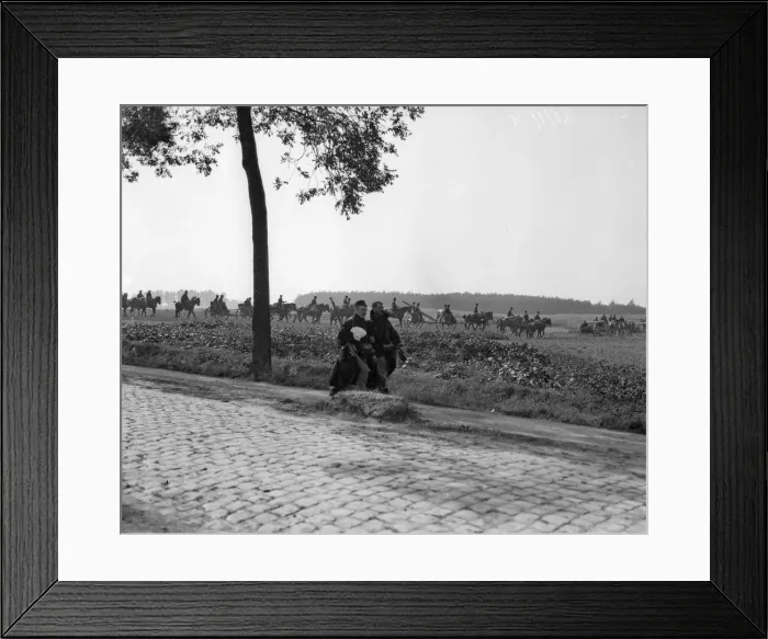 Framed Print : Belgian artillery seen here taking up position in a field close to Termonde