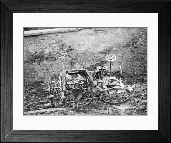 Framed Print : The French town of Senlis following a bombardment by German artillery during their Framed Print : The French town of Senlis following a bombardment by German artillery during their