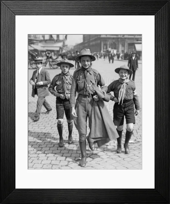 Framed Print : Boy Scouts seen here in Brussels August 1914 Framed Print : Boy Scouts seen here in Brussels August 1914