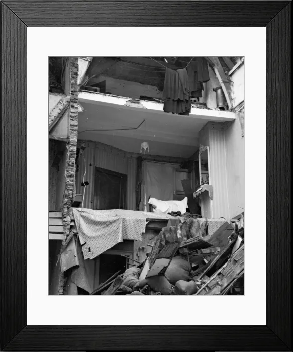 Framed Print : World War One outbreak September 1914 The wrecked bedroom in a house in Malines
