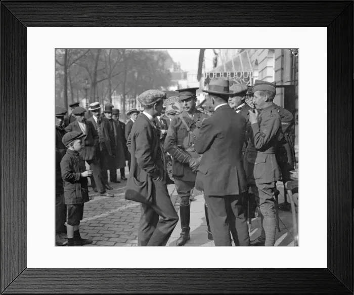 Framed Print : English and Belgian officers pictured here outside a cafe in Antwerp. Circa October 1914 Framed Print : English and Belgian officers pictured here outside a cafe in Antwerp. Circa October 1914