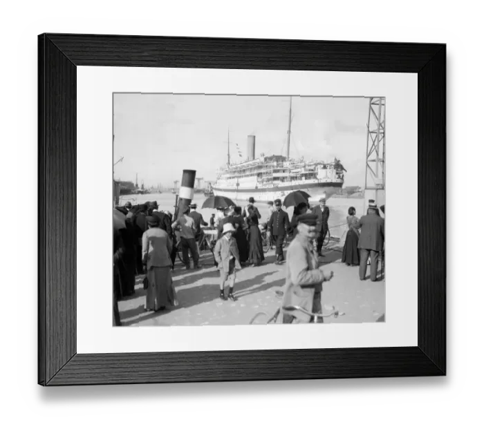 Framed Print : The Hospital Ship Asturias seen here leaving the French Channel port of Le Harve for