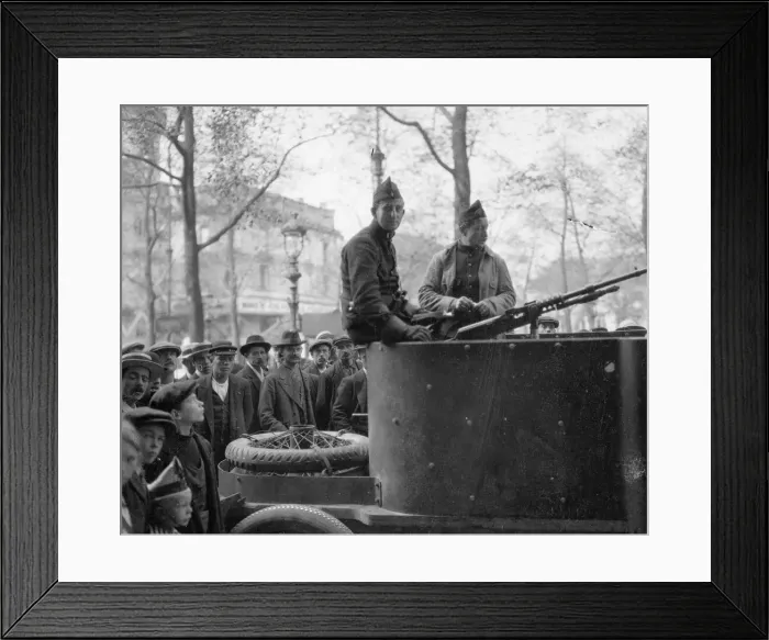 Framed Print : Mr George Straus a Belgian American seen here manning a armoured car in Antwerp Framed Print : Mr George Straus a Belgian American seen here manning a armoured car in Antwerp