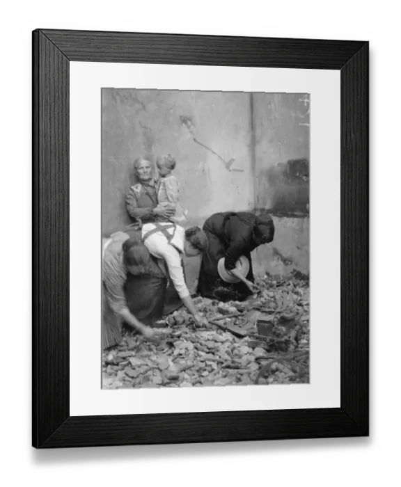 Framed Print : Women vainly seeking for belongings amid the ruins of their homes at Melle which were Framed Print : Women vainly seeking for belongings amid the ruins of their homes at Melle which were