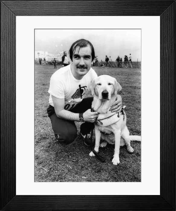 Framed Print : The Great North Run 27 June 1982 - Blind athlete Paul Hann is re-united with his dog Whig Framed Print : The Great North Run 27 June 1982 - Blind athlete Paul Hann is re-united with his dog Whig