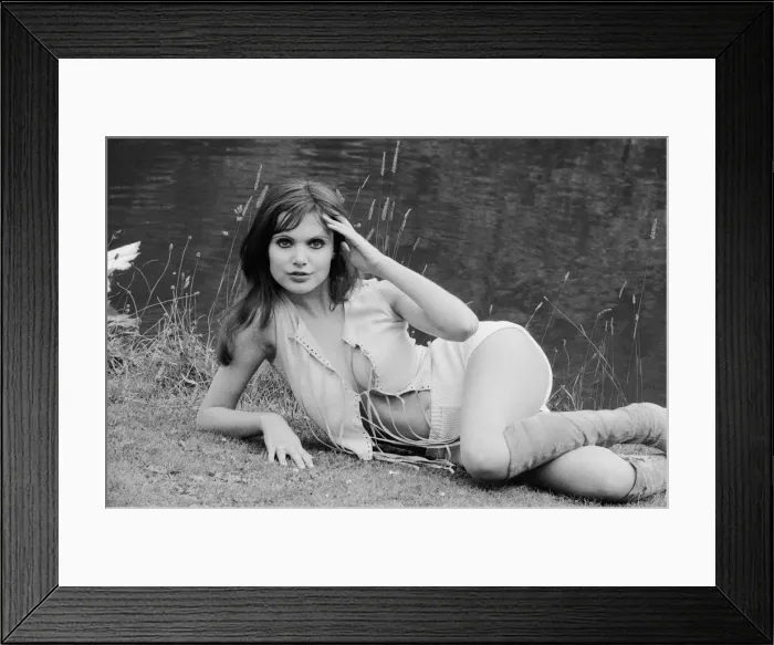 Framed Print : Actress and former model Madeline Smith pictured during a break in filming