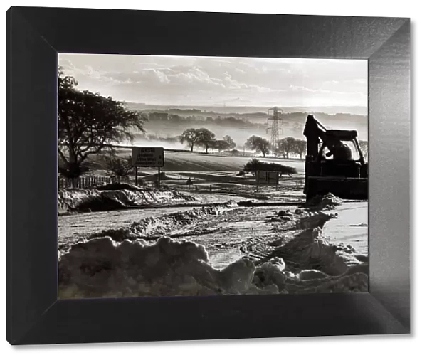 Winter weather, snow scenes, 11th January 1977 - A snow plough at work at Stagshaw