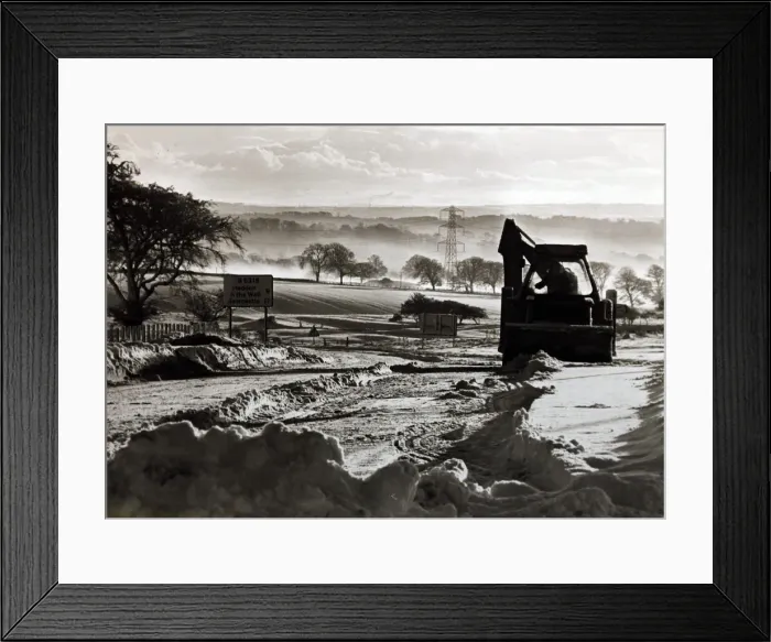 Framed Print : Winter weather, snow scenes, 11th January 1977 - A snow plough at work at Stagshaw Framed Print : Winter weather, snow scenes, 11th January 1977 - A snow plough at work at Stagshaw