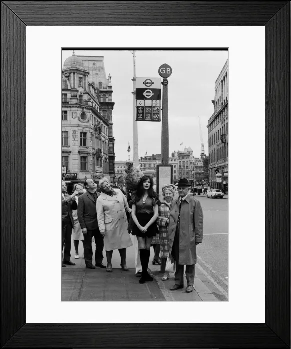 Framed Print : Actress and former model Madeline Smith was forcibly moved on by the law in company with