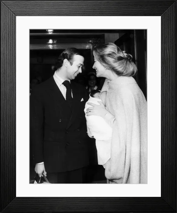 Framed Print : Princess Michael OF Kent presents baby son Frederick to father Prince Michael OF Kent Framed Print : Princess Michael OF Kent presents baby son Frederick to father Prince Michael OF Kent