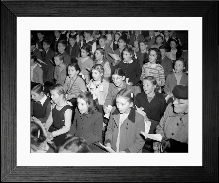 Framed Print : Carol singing in Central Hall. December 1949 Framed Print : Carol singing in Central Hall. December 1949