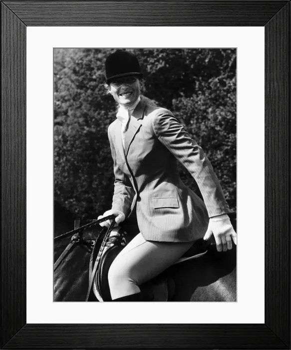 Framed Print : Princess Michael of Kent on horse at Mayfield August 1983