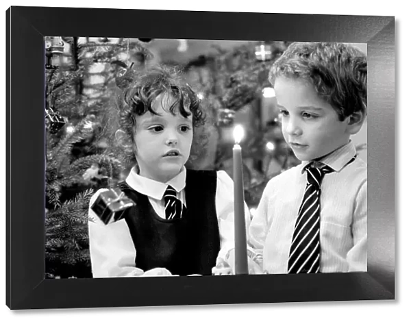 Kate Hurst aged 5 and Shaun Para aged 5, during a Christmas carol concert at Victoria