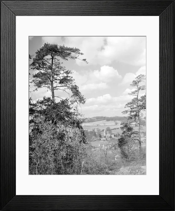 Framed Print : The sleepy village of Aldbury viewed from the trees on a mid winters day Circa 1945 Framed Print : The sleepy village of Aldbury viewed from the trees on a mid winters day Circa 1945