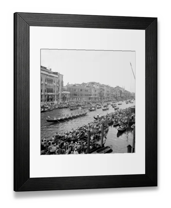 Framed Print : A procession of the gondolas pass along the Grand Canal after the race of the nine Framed Print : A procession of the gondolas pass along the Grand Canal after the race of the nine