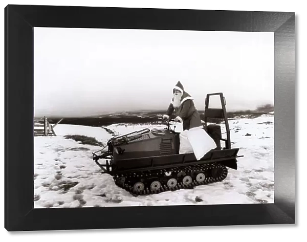 Santas Claus - Father Christmas - December 1987 chooses a snowmobile instead of