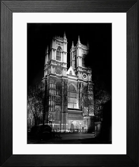 Framed Print : London by night Front of Westminster Abbey 1951
