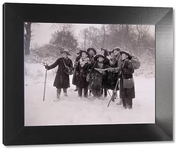 Weather Winter Scenes 1954 A group of children outside in the snow