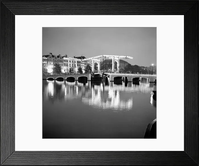 Framed Print : Night Canal scene in Amsterdam, Holland. December 1967 Framed Print : Night Canal scene in Amsterdam, Holland. December 1967