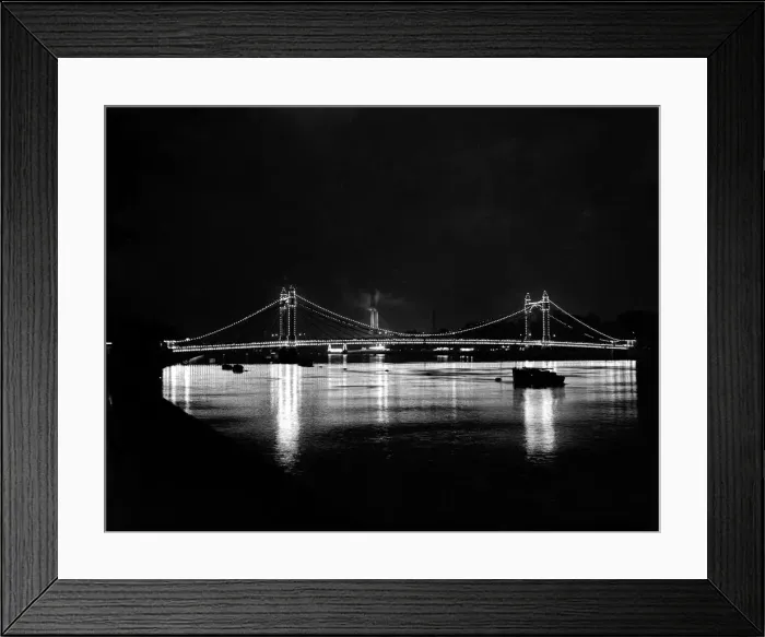 Framed Print : The Albert bridge illuminated at night in London 1951 bridge bridges engineering Framed Print : The Albert bridge illuminated at night in London 1951 bridge bridges engineering