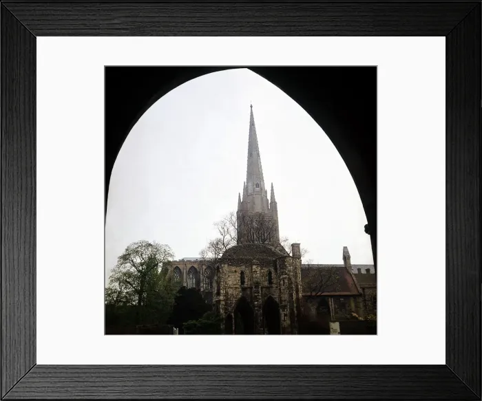 Framed Print : Norwich East Anglia England - 1972 View of Cathedral from Bishops House Gate Framed Print : Norwich East Anglia England - 1972 View of Cathedral from Bishops House Gate