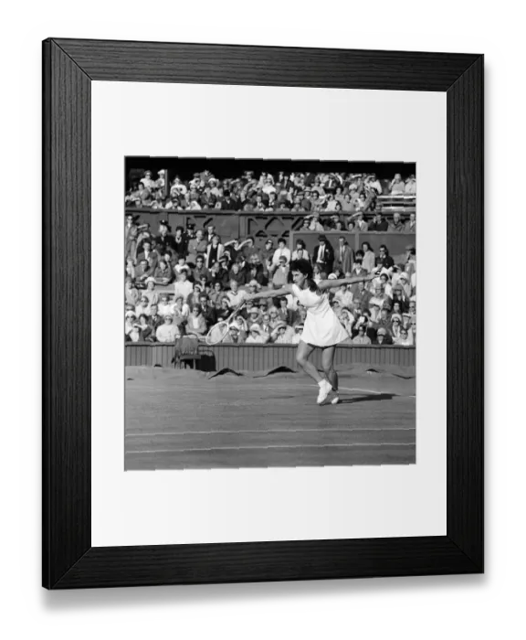 Framed Print : Miss Viginia Wadein action during the 1963 Wimbledon Tennis Championships Framed Print : Miss Viginia Wadein action during the 1963 Wimbledon Tennis Championships