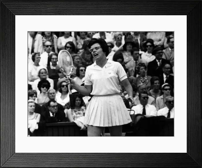 Framed Print : Billy Jean King seen here playing against Maria Bueno during the 1965 Wimbledon Tennis Framed Print : Billy Jean King seen here playing against Maria Bueno during the 1965 Wimbledon Tennis