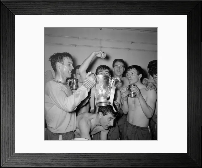 Framed Print : League Cup Final 1965. Leicester City v. Chelsea. Chelsea players celebrate in Framed Print : League Cup Final 1965. Leicester City v. Chelsea. Chelsea players celebrate in