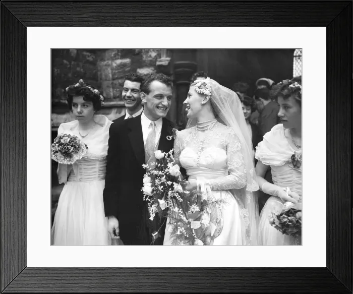 Framed Print : Trevor Chamberlain Fulham outside left and his bride the fomer Miss Margaret Tyrell Framed Print : Trevor Chamberlain Fulham outside left and his bride the fomer Miss Margaret Tyrell