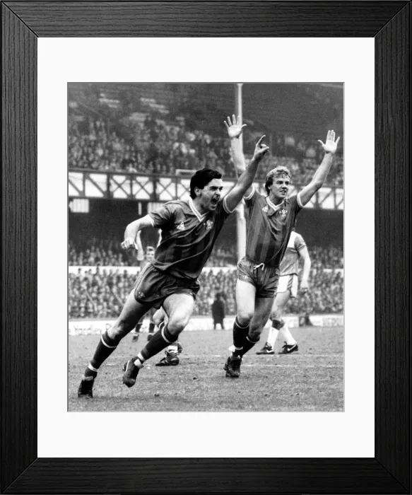 Framed Print : Chelsea - Gerry Murphy and team-mate Kerry Dixon celebrate Chelsea goal Framed Print : Chelsea - Gerry Murphy and team-mate Kerry Dixon celebrate Chelsea goal