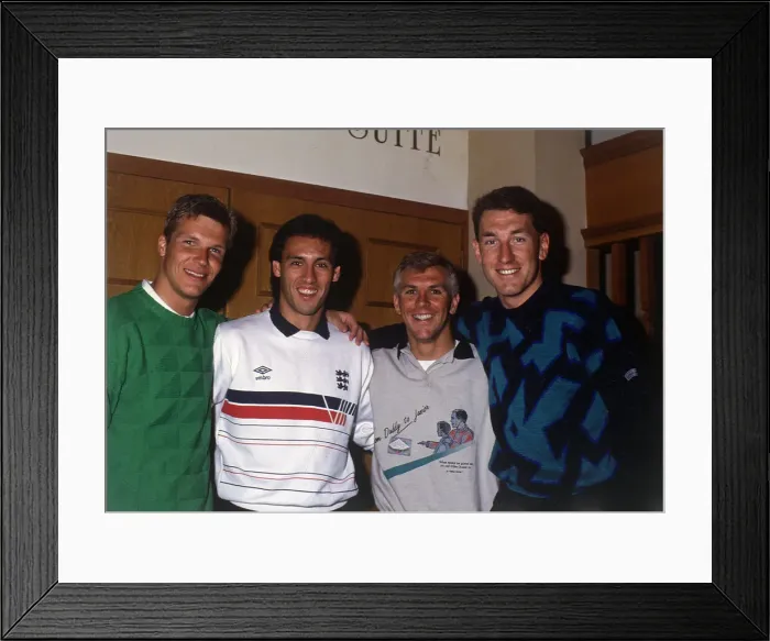 Framed Print : Mark Hateley with English team-mates Chris Woods Graham Roberts Framed Print : Mark Hateley with English team-mates Chris Woods Graham Roberts