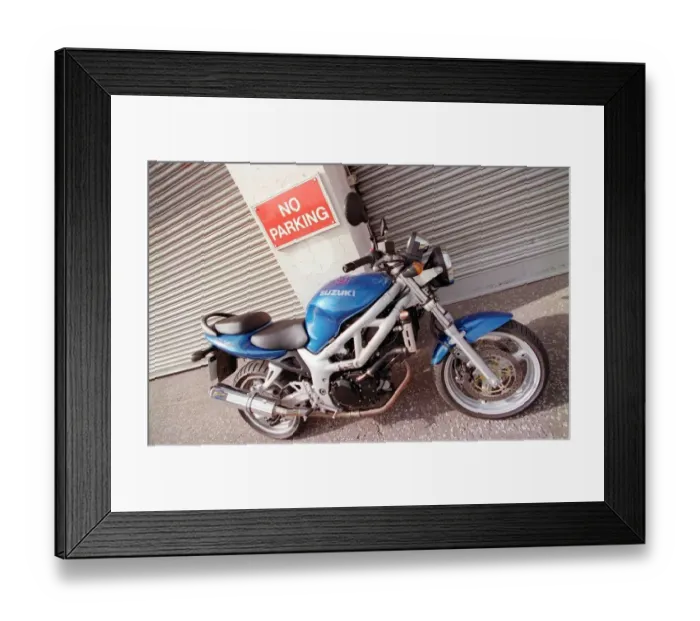 Framed Print : Suzuki SV650 motorcycle Road Record supplement 1999 blue motorbike no