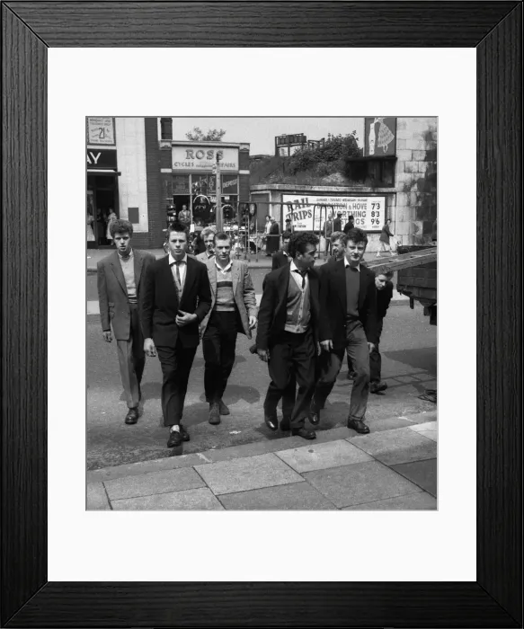 Framed Print : Youth Sub Cultures Teddy Boys 1956 A group of Teddy Boys arriving at South Western Framed Print : Youth Sub Cultures Teddy Boys 1956 A group of Teddy Boys arriving at South Western