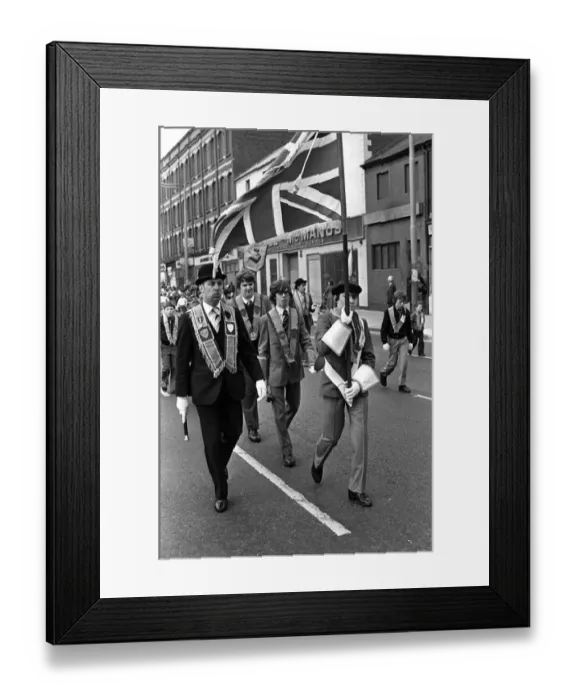 : Junior Orange Order Parade At Carrickfergus April 1981 Junior Orangemen enjoying : Junior Orange Order Parade At Carrickfergus April 1981 Junior Orangemen enjoying