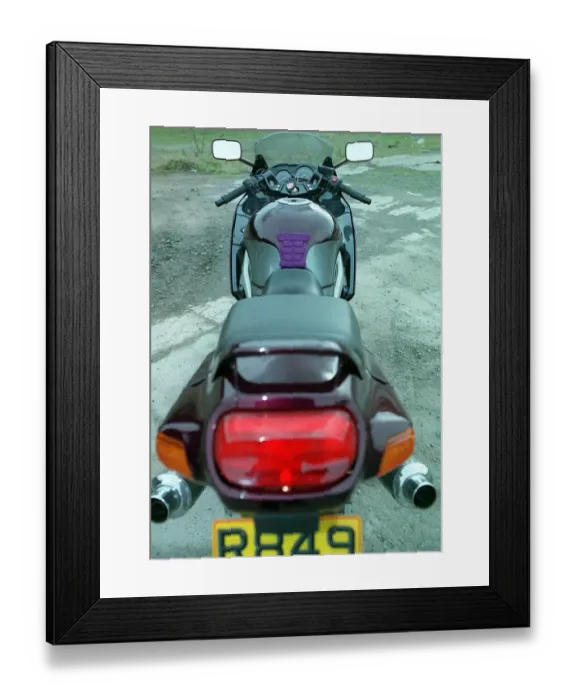 Framed Print : Kawasaki 600 motorcycle road record June 1998 motoring supplement purple Framed Print : Kawasaki 600 motorcycle road record June 1998 motoring supplement purple
