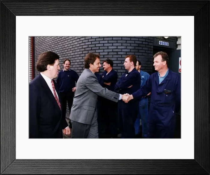 Framed Print : Tony Blair Labour party leader shaking hands with Daily record employees at new cardonald Framed Print : Tony Blair Labour party leader shaking hands with Daily record employees at new cardonald