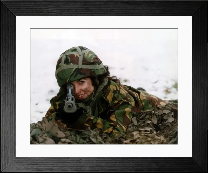 Framed Print : Jannine Lawrence Daily Mirror reporter spends a day with the Terratorial Army Framed Print : Jannine Lawrence Daily Mirror reporter spends a day with the Terratorial Army