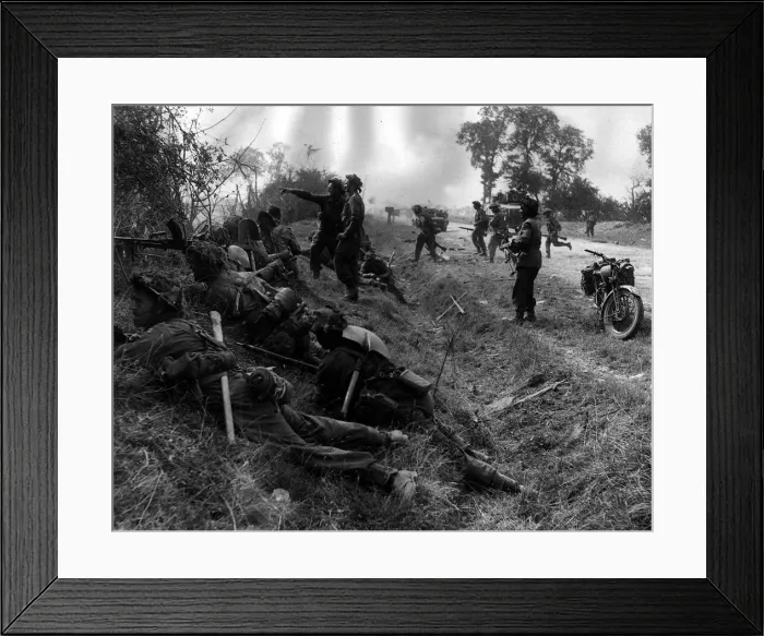 Framed Print : War: Invasion of France July 1944 British troops in action Framed Print : War: Invasion of France July 1944 British troops in action
